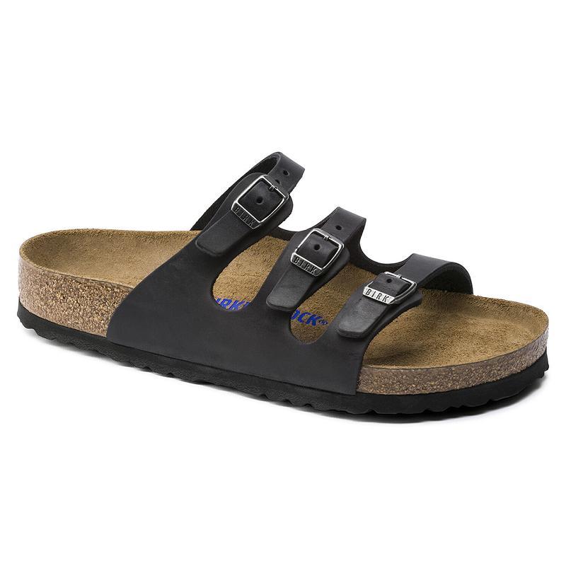 Birkenstock Soft Footbed Oiled Læder Florida Dame Sort | DK 458VRW